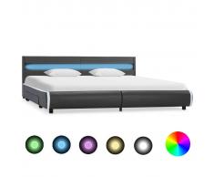 vidaXL Estructura cama y LED cuero sintético gris antracita 180x200 cm