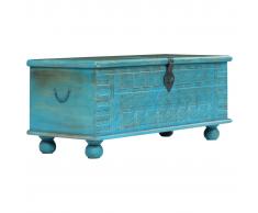 vidaXL Baúl de almacenamiento madera maciza de mango azul 100x40x41 cm