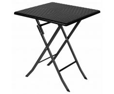 Perel Mesa plegable con diseño de mimbre cuadrada negra FP62R