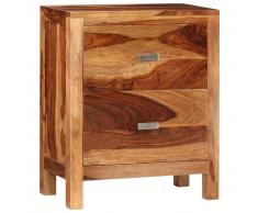 vidaXL Mesita de noche con 2 cajones de madera maciza sheesham
