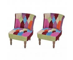 vidaXL Sillones de estilo francés 2 unidades tela retales Patchwork
