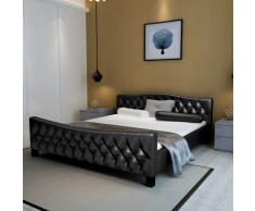 vidaXL Cama doble con colchón viscoelástico negra 180x200 cm