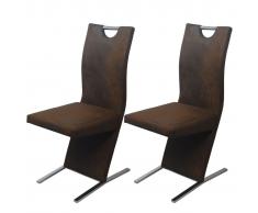 vidaXL Sillas de comedor 2 unidades tela marrón