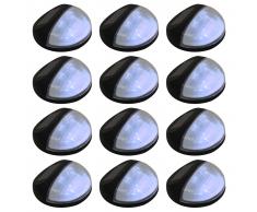 vidaXL Lámparas solares LED de pared exterior redonda 12 uds negro