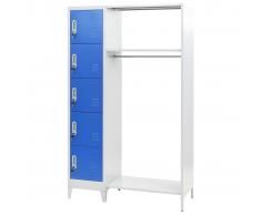 vidaXL Armario taquilla con perchero metal 110x45x180 cm azul y gris
