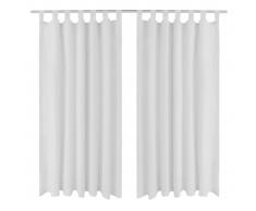 vidaXL 2 cortinas blancas micro-satinadas con trabillas, 140 x 245 cm