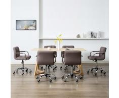 vidaXL Sillas de comedor giratorias 6 unidades tela color gris topo