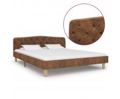 vidaXL Estructura de cama de piel de ante artificial marrón 140x200 cm