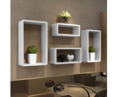 vidaXL Set de estante de 4 en forma de cubo blanco