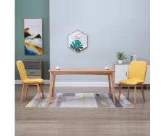 vidaXL Sillas de comedor 2 uds tela amarilla y madera maciza de roble