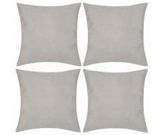 vidaXL 4 fundas beige para cojines de imitación de lino, 40 x 40 cm