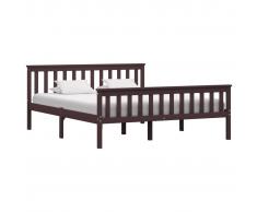 vidaXL Estructura de cama madera maciza pino marrón oscuro 160x200 cm