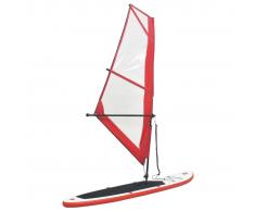 vidaXL Tabla de paddle surf hinchable con set de vela rojo y blanco