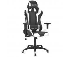 vidaXL Silla de escritorio reclinable Racing cuero artificial blanca