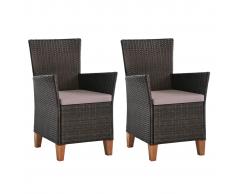 vidaXL Sillón de jardín ratán sintético 2 unidades 59x59x87,5 cm