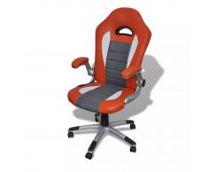 vidaXL Silla De Oficina De Cuero Diseño Moderno Naranja