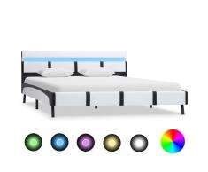 vidaXL Estructura de cama con LED cuero sintético blanco 120x200 cm