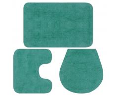 vidaXL Conjunto de alfombrillas de baño de tela 3 piezas turquesa