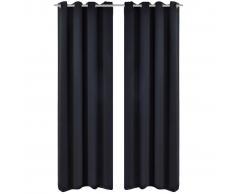 vidaXL 2 cortinas negras oscuras con anillas metálicas, blackout 135 x 245 cm