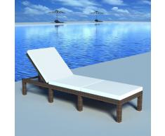 vidaXL Tumbona con cojín de ratán sintético marrón