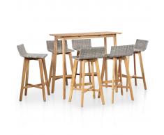 vidaXL Set de comedor de jardín 7 piezas madera maciza de acacia
