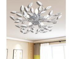 vidaXL Lámpara de techo brazos de cristal forma hoja 5 bombillas E14
