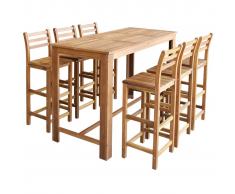 vidaXL Set mesa de bar y sillas 7 piezas de madera de acacia maciza