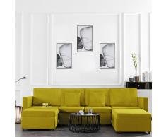 vidaXL Sofá cama extraíble de 4 plazas tela amarillo