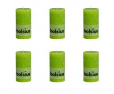 Bolsius Velas rústicas 130x68 mm 6 unidades verde lima