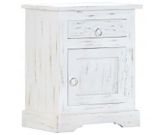 vidaXL Mesita de noche madera maciza de mango blanca 40x30x50 cm