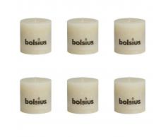 Bolsius Velas rústicas 100x100 mm 6 unidades color marfil