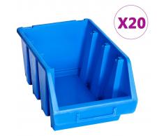 vidaXL Cajas de almacenaje apilables 20 unidades plástico azul