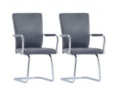 vidaXL Sillas de comedor 2 unidades piel de ante artificial gris
