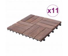 vidaXL Baldosas de terraza 11 uds madera maciza reciclada 30x30 cm