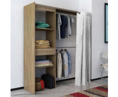 vidaXL Armario ropero de roble cortina ajustable en anchura 121-168cm