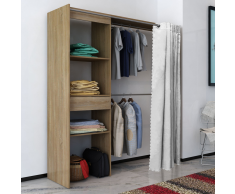 vidaXL Armario ropero de roble cortina ajustable en anchura 121-168cm