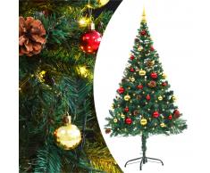 vidaXL Árbol Navidad artificial decorado bolas luces LED 150 cm verde