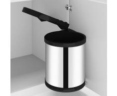 vidaXL Papelera de cocina empotrada acero inoxidable 12 L
