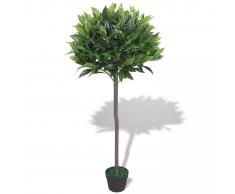 vidaXL Árbol de laurel artificial con macetero 125 cm verde