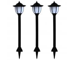 vidaXL Lámparas solares LED de exterior 3 unidades negro