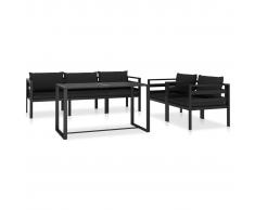 vidaXL Set muebles de jardín 6 pzas y cojines aluminio gris antracita