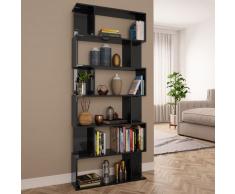 vidaXL Estantería/divisor de ambientes aglomerado negro brillante