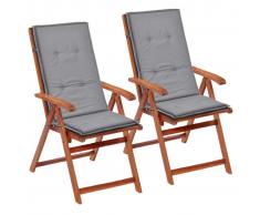 vidaXL Cojines para sillas de jardín 2 unidades grises 120x50x3 cm