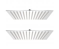 vidaXL Cabezal de ducha efecto lluvia 2 uds acero inoxidable 25x25 cm