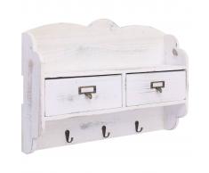 vidaXL Perchero de pared de madera blanco 50x10x34 cm
