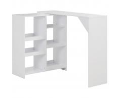 vidaXL Mesa de bar con estantería móvil blanca 138x40x120 cm