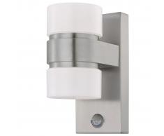 EGLO Lámpara LED pared jardín con sensor Atollari plateado 2x6W