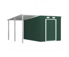 vidaXL Cobertizo jardín con tejado extendido acero verde 335x278x184cm