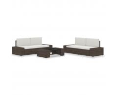 vidaXL Juego de muebles de jardín 5 piezas ratán sintético marrón
