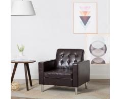 vidaXL Sillón de cuero sintético marrón